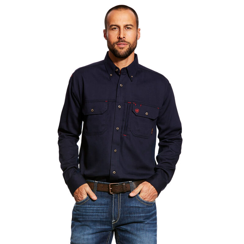 Camisas Ariat Fr Solid Vent Work Azul Marino Hombre - Chile 384-YKLJQR